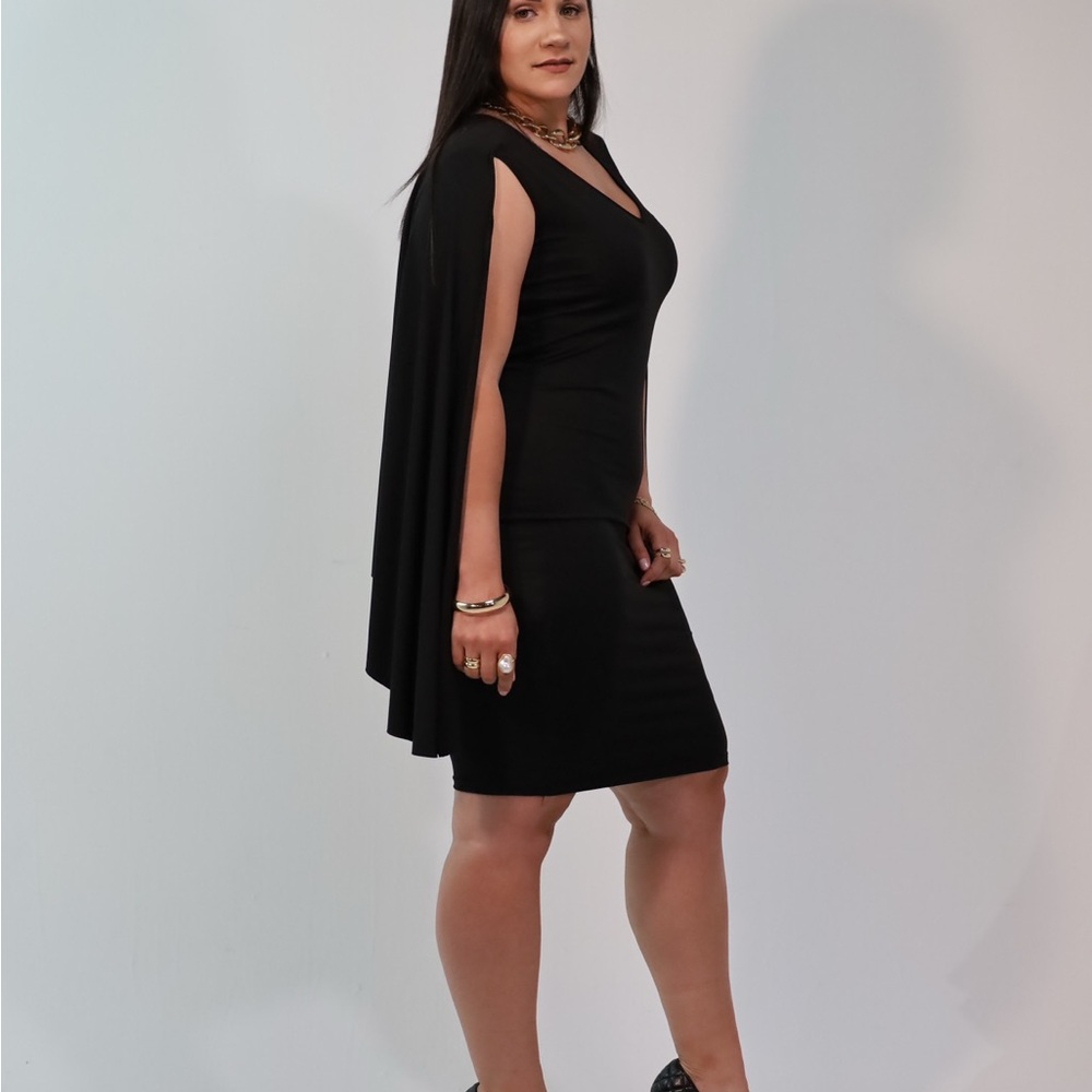 Elegant Black Cape Dress